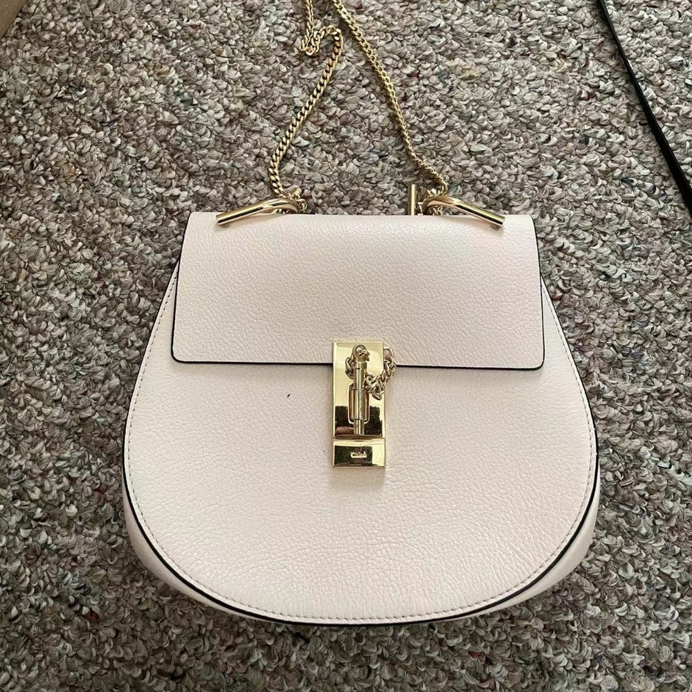 Chloe drew Drew Crossbody Shoulder Bag Leather Cement Pink Gold Hardware